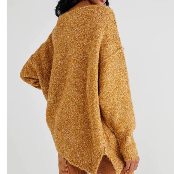 Free People Women's Moira Wool-Blend Slouchy Tunic Sweater Honeycomb Sz XL - Picture 14 of 14